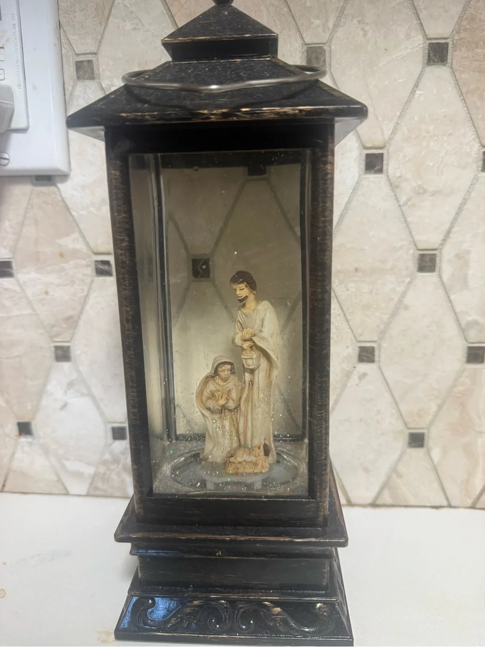 Black Distressed Lantern Nativity Scene Home Accent